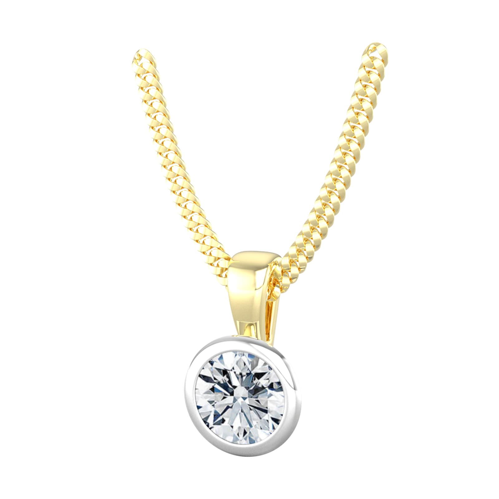 By Request 9ct White & Yellow Gold 0.50ct Diamond Solitaire Pendant & Chain