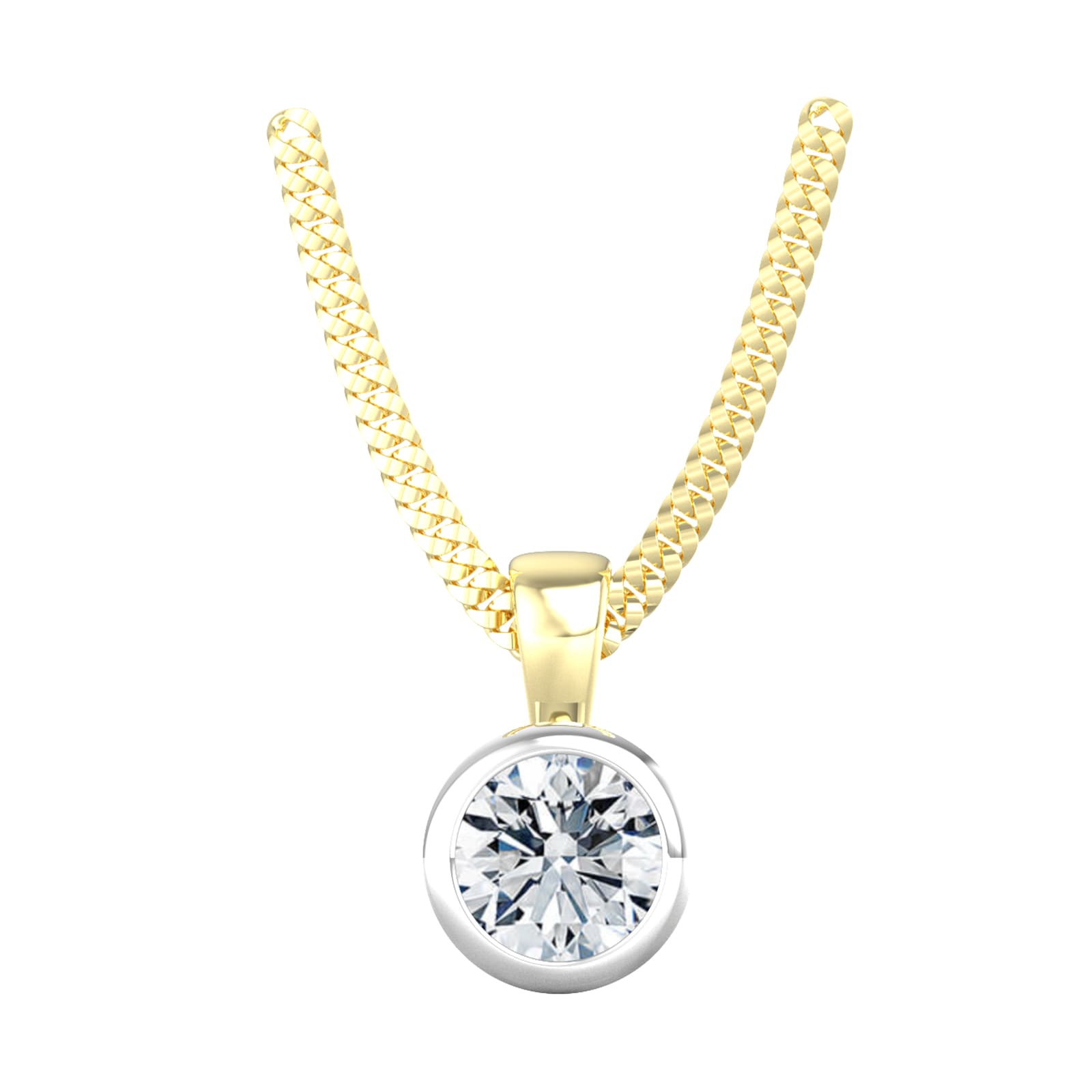By Request 18ct White & Yellow Gold 0.50ct Diamond Solitaire Pendant & Chain