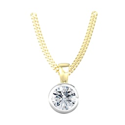 37893276 - 18ct White & Yellow Gold 0.50ct Diamond Solitaire Pendant & Chain