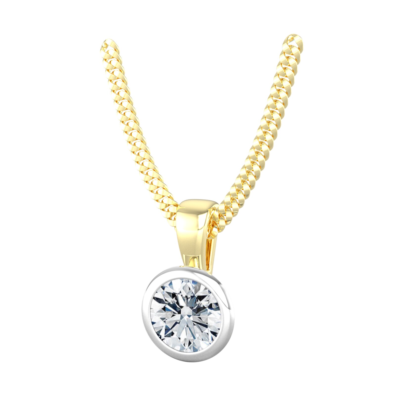 By Request 18ct White & Yellow Gold 0.50ct Diamond Solitaire Pendant & Chain