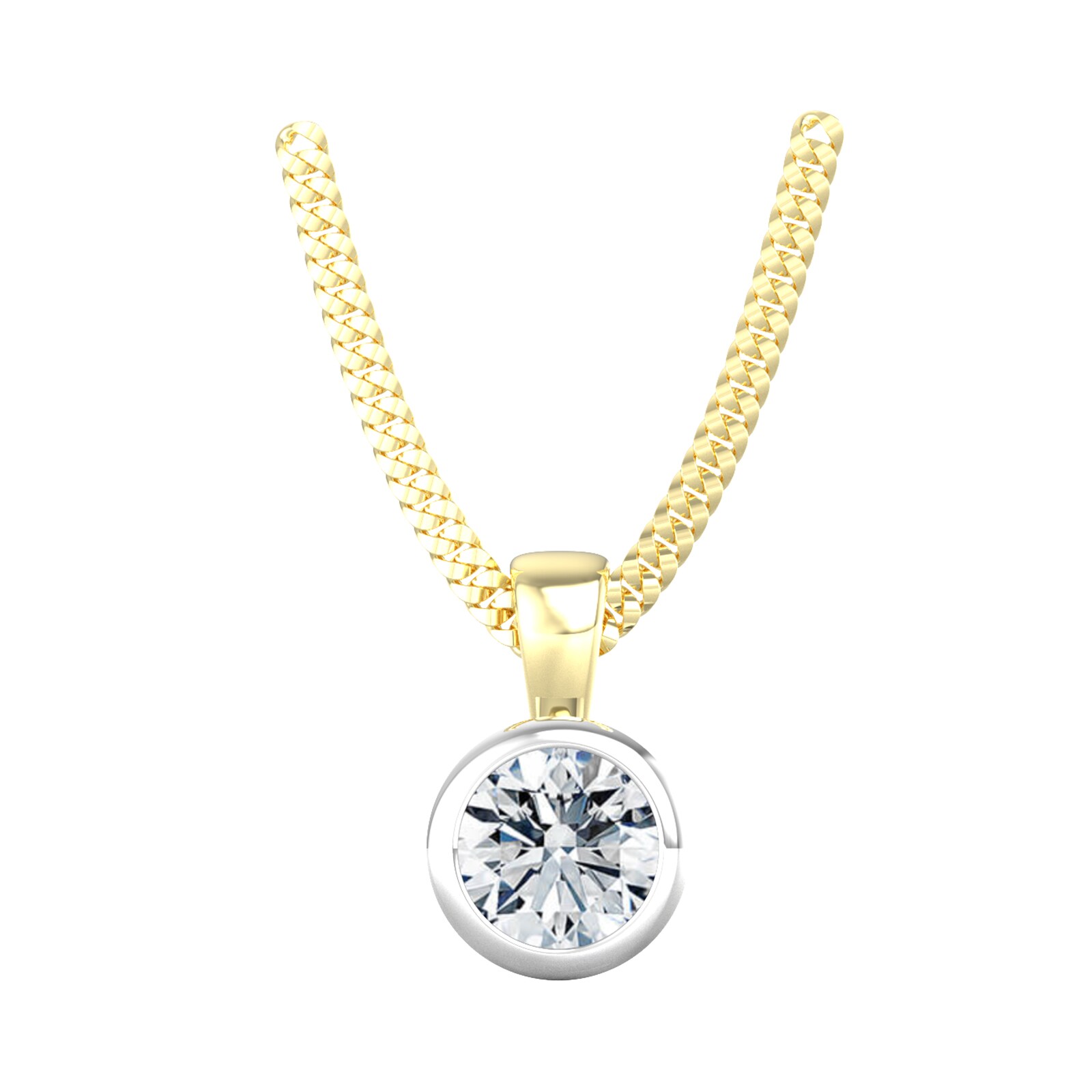 18ct White & Yellow Gold 0.33ct Diamond Solitaire Pendant & Chain