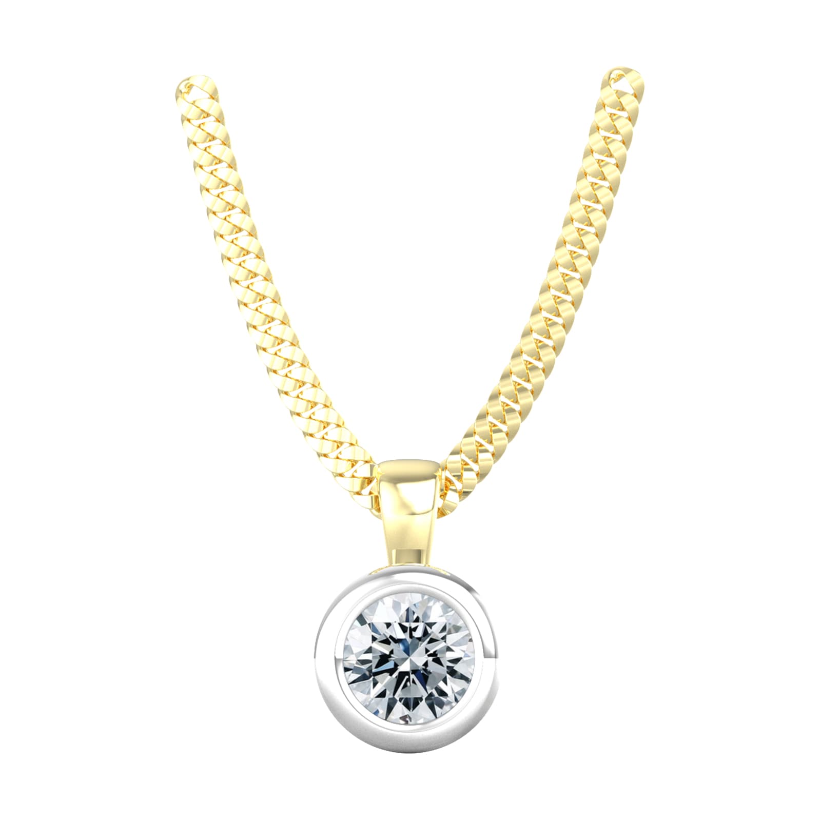 18ct White & Yellow Gold 0.25ct Diamond Solitaire Pendant & Chain