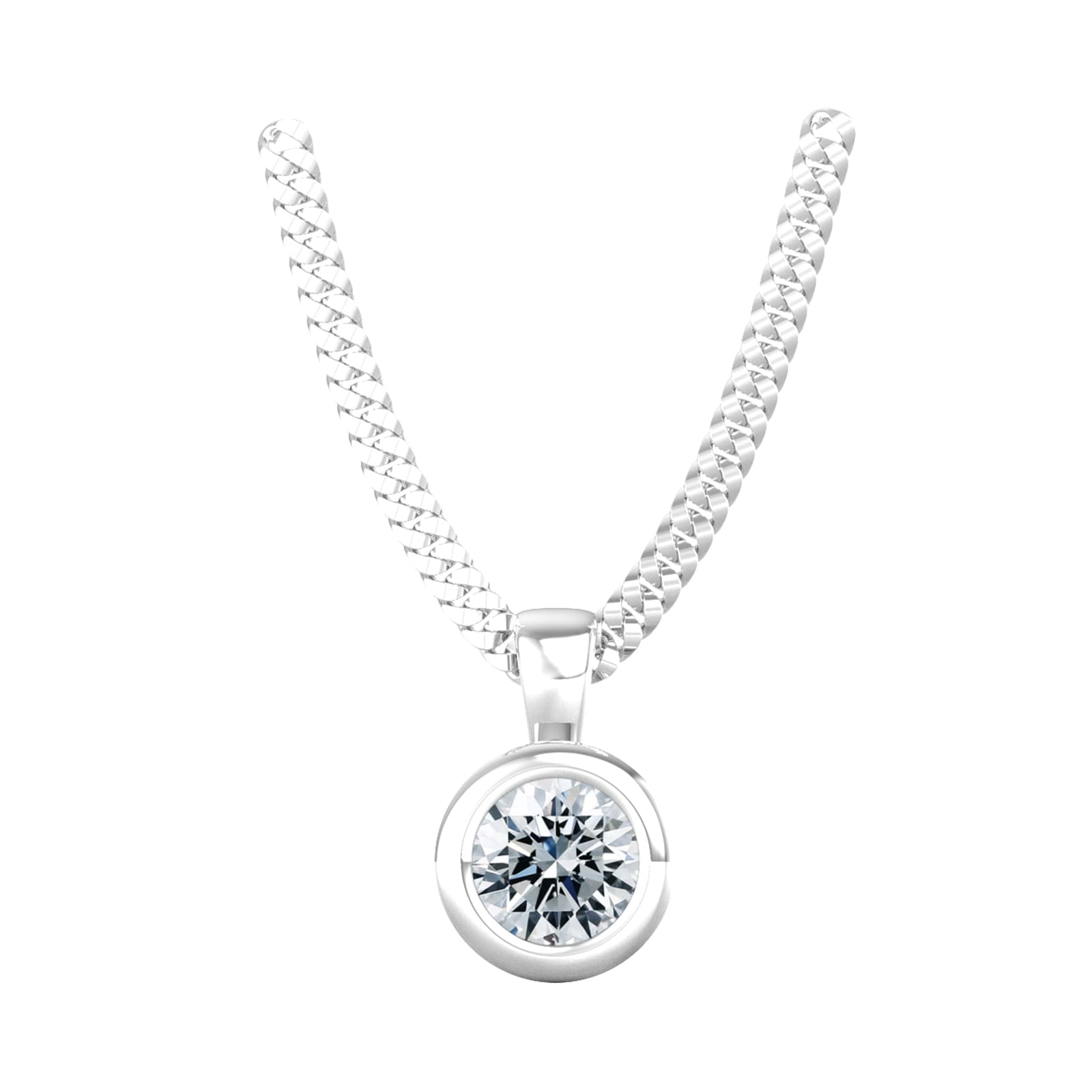 18ct White Gold 0.33ct Diamond Solitaire Pendant & Chain