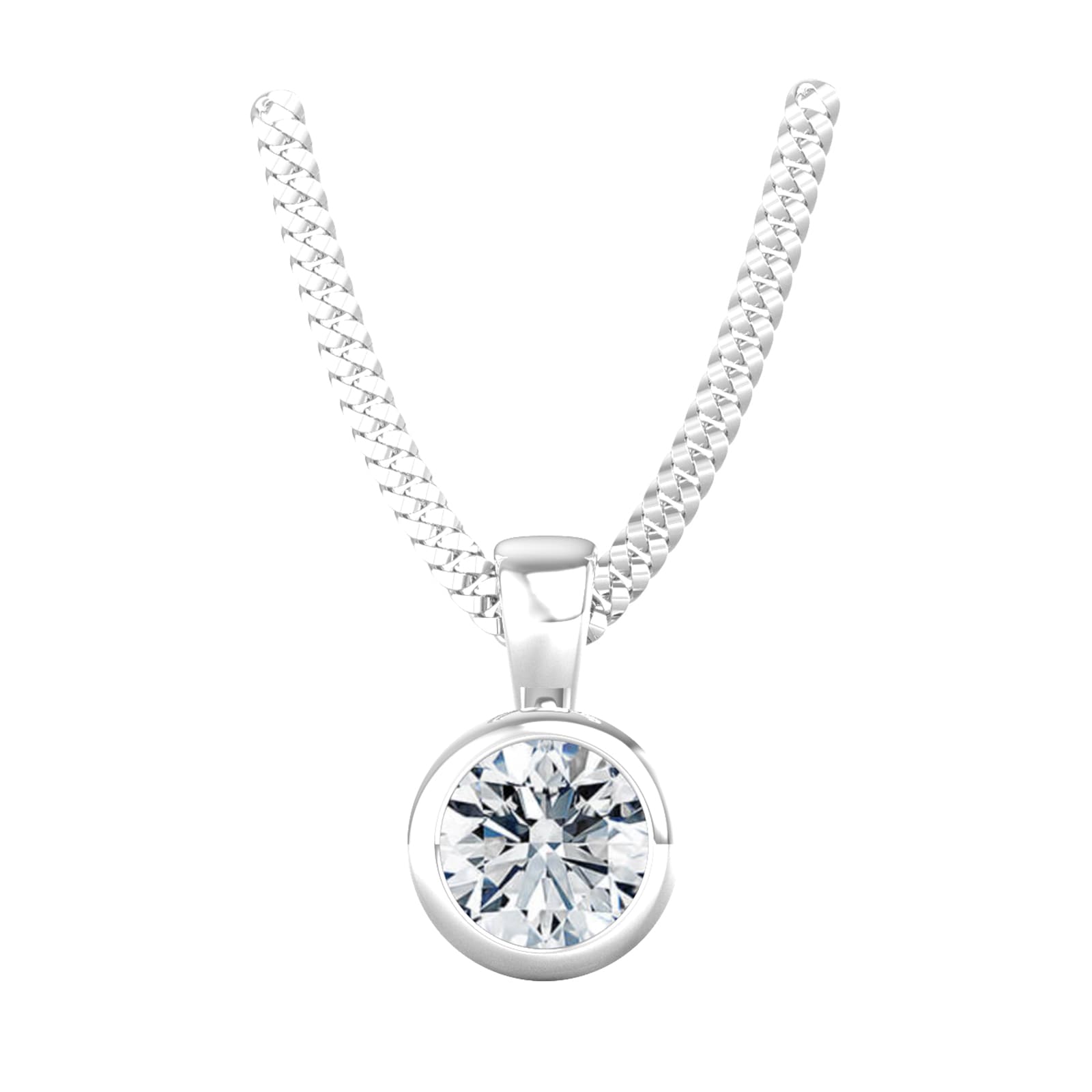 9ct White Gold 0.40ct Diamond Solitaire Pendant & Chain