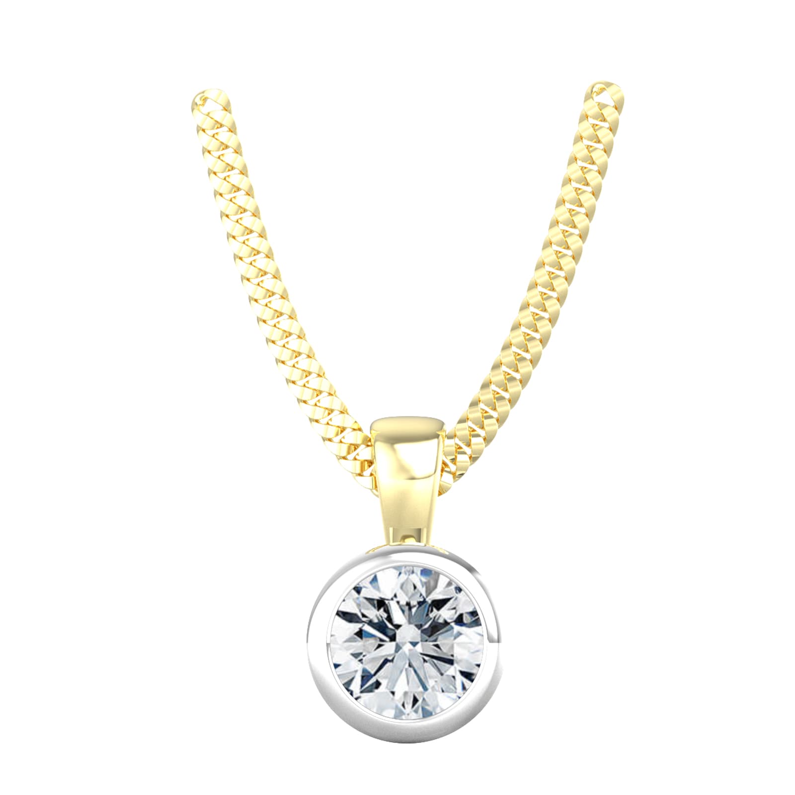 18ct White &Yellow Gold 0.40ct Diamond Solitaire Pendant & Chain