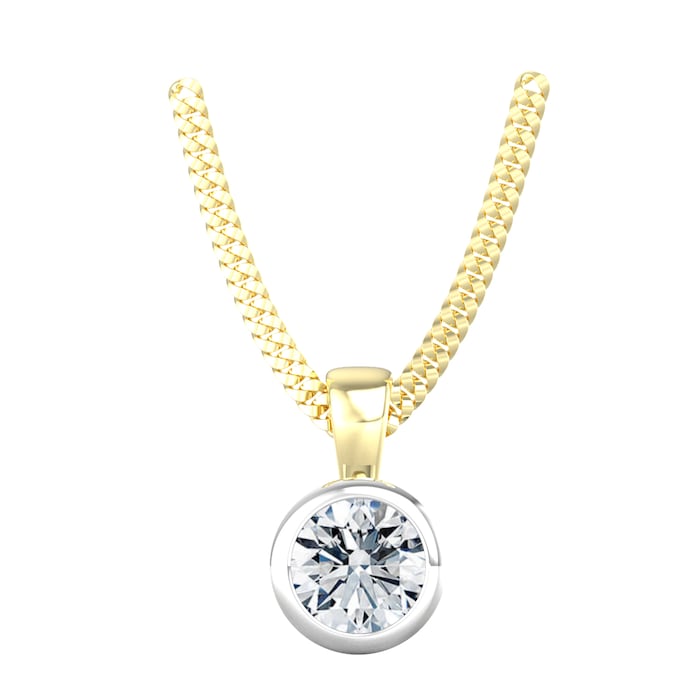 By Request 18ct White &Yellow Gold 0.40ct Diamond Solitaire Pendant & Chain