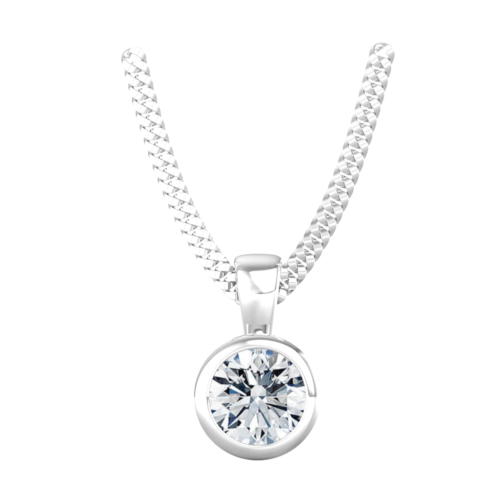 9ct White Gold 0.50ct Diamond Solitaire Pendant & Chain