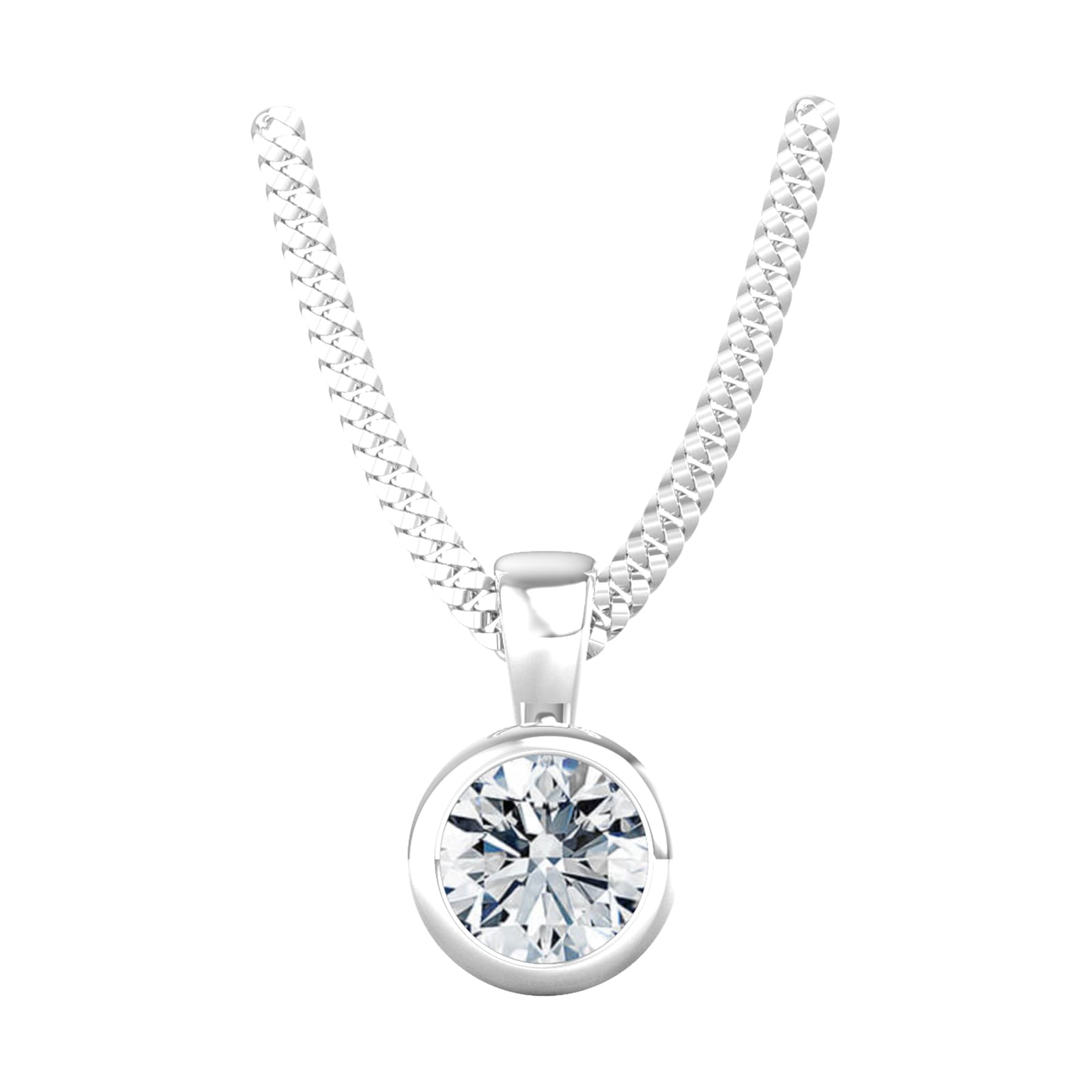 9ct White Gold 0.60ct Diamond Solitaire Pendant & Chain