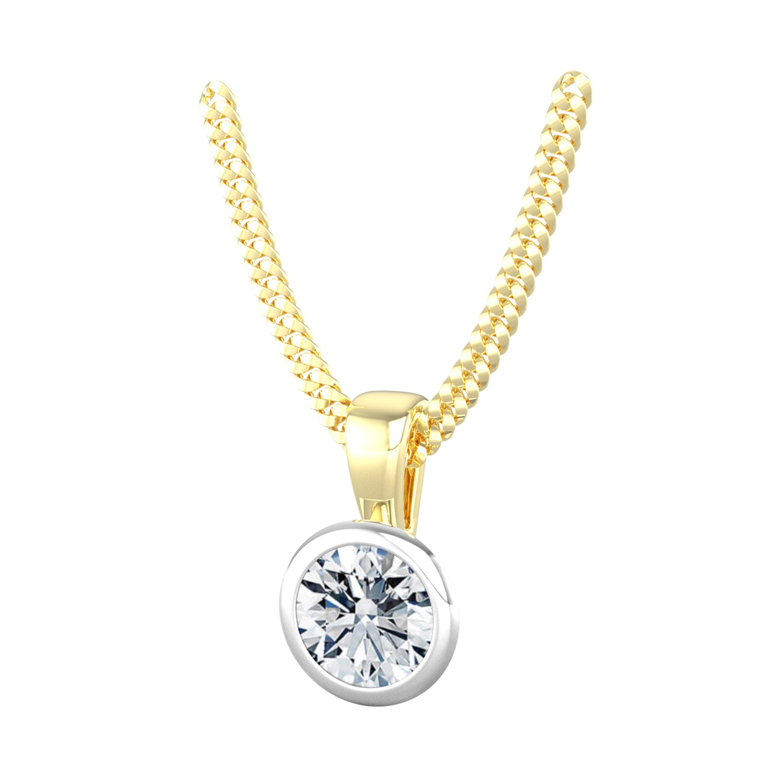 By Request 9ct White & Yellow Gold 0.60ct Diamond Solitaire Pendant & Chain