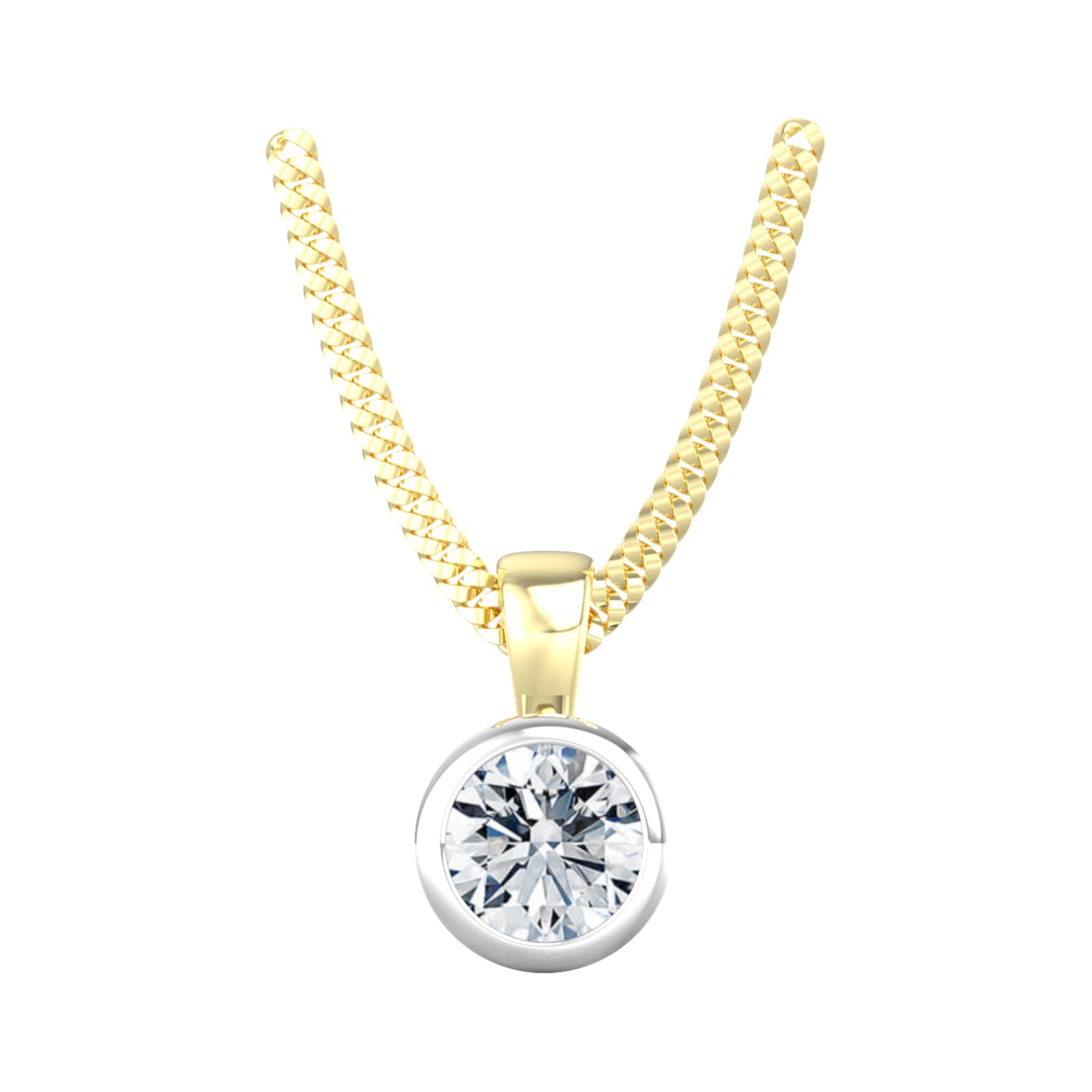 18ct White & Yellow Gold 0.60ct Diamond Solitaire Pendant & Chain