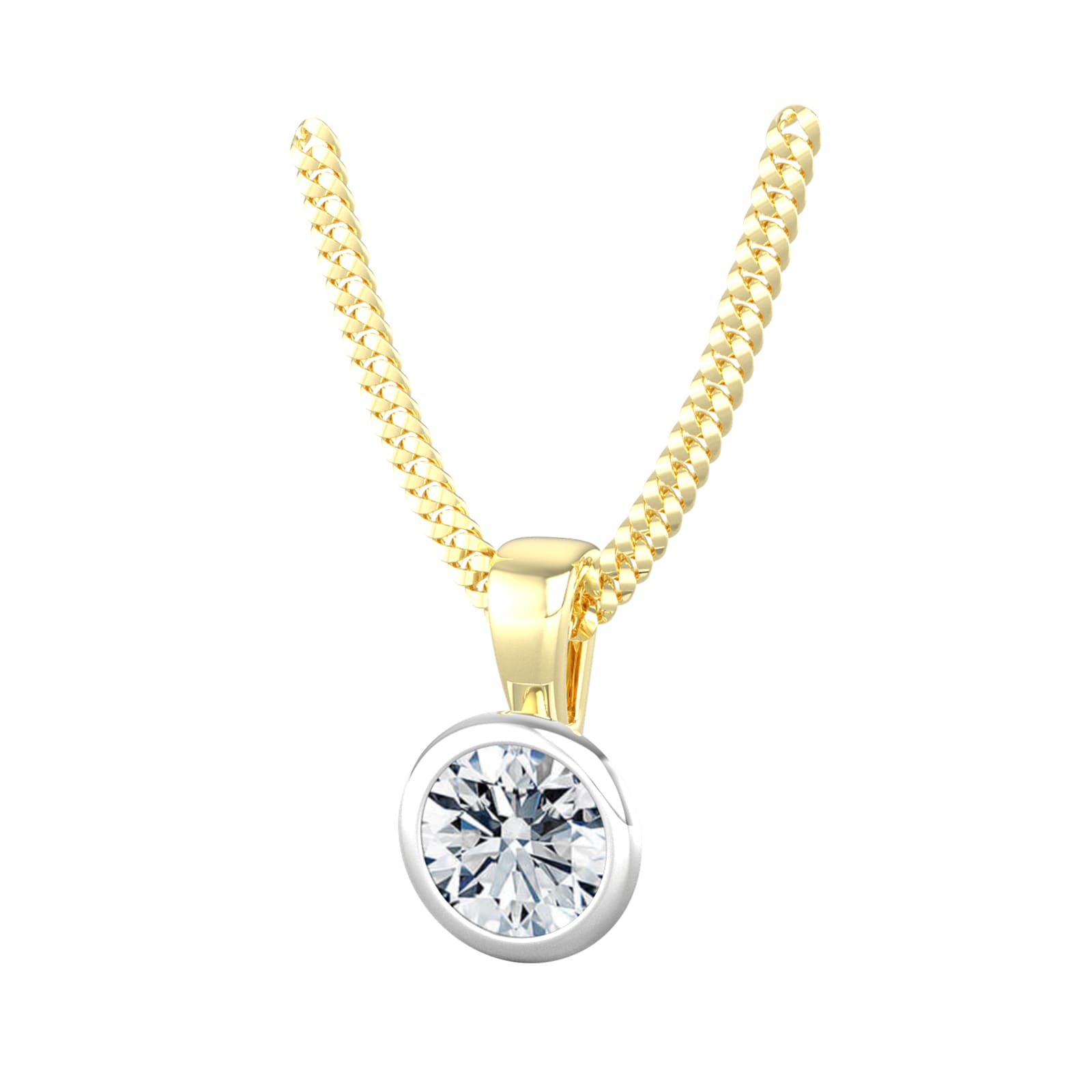 By Request 18ct White & Yellow Gold 0.60ct Diamond Solitaire Pendant & Chain By Request 18ct White & Yellow Gold 0.60ct Diamond Solitaire Pendant & Chain