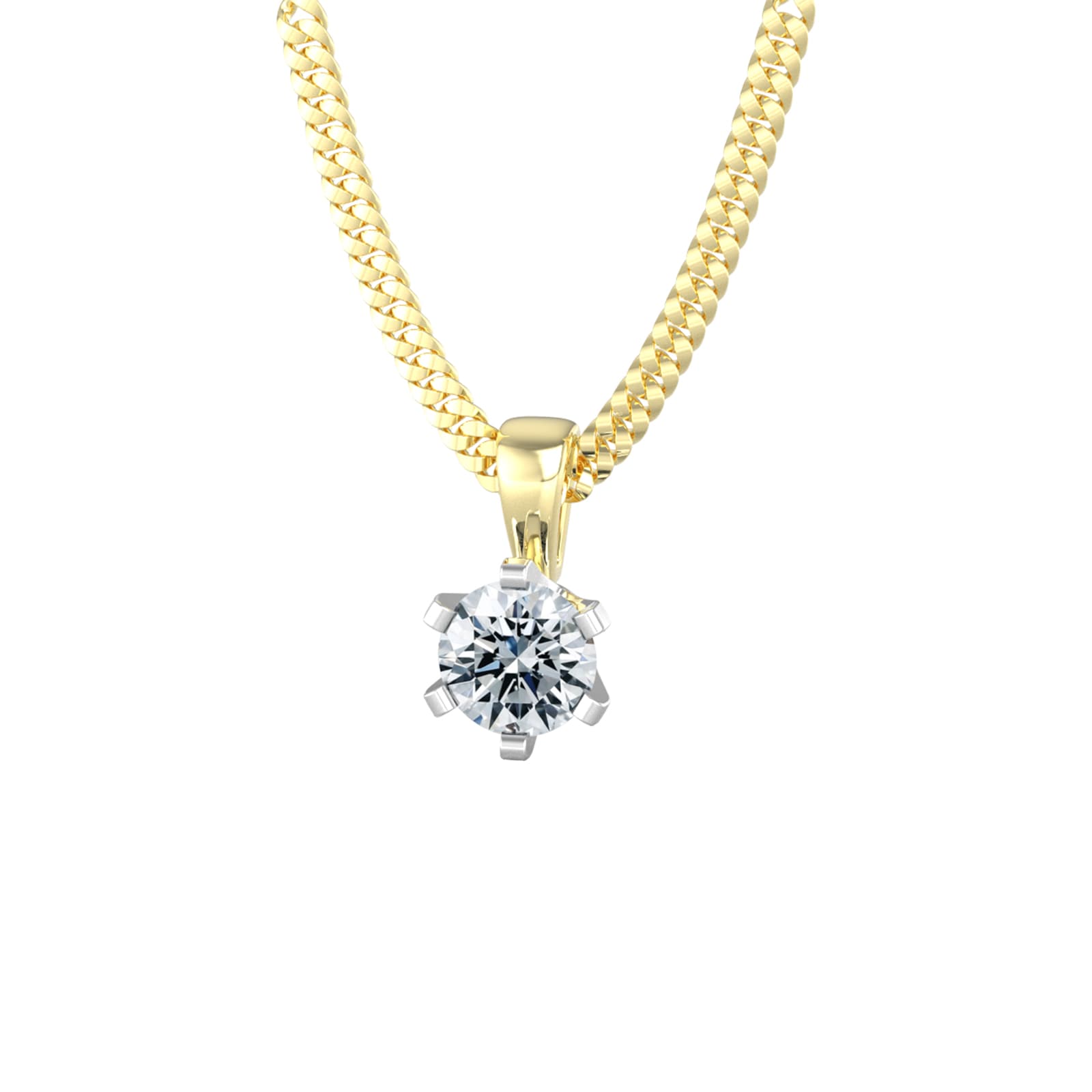 By Request 9ct Yellow & White Gold 0.33ct Solitaire Diamond Pendant