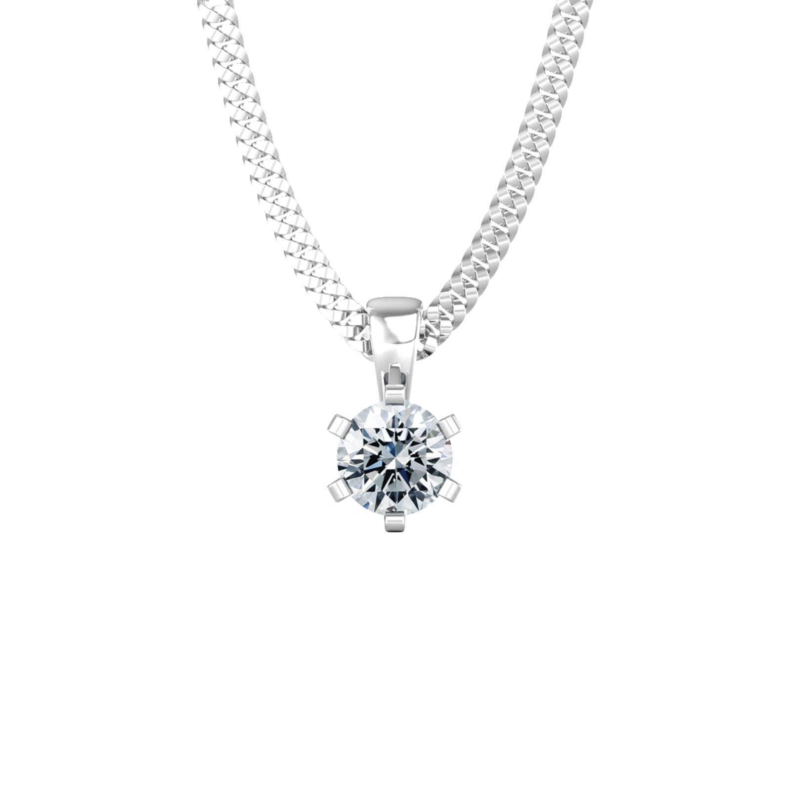 9ct White Gold 0.33ct Solitaire Diamond Pendant