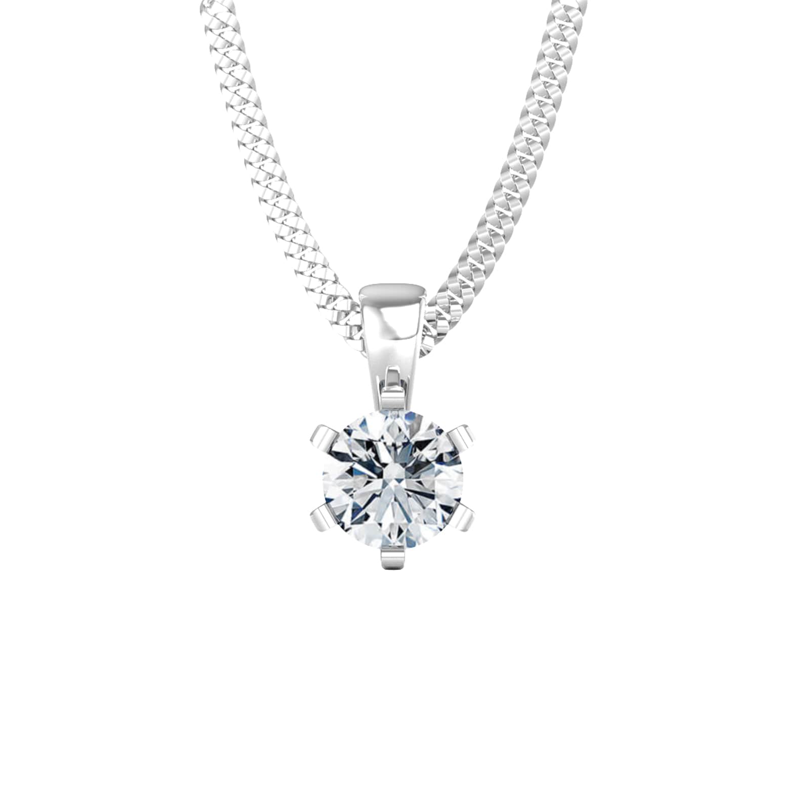 9ct White Gold 0.60ct Solitaire Diamond Pendant