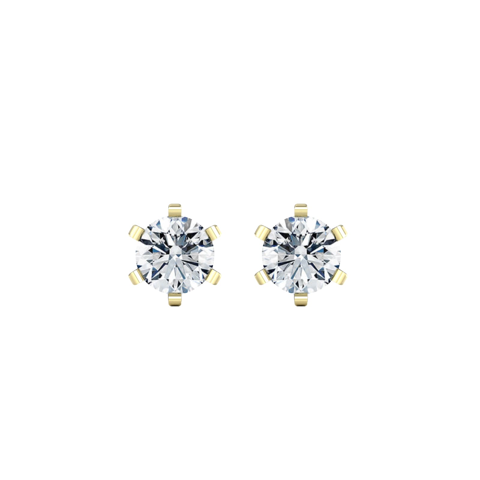 18ct Yellow Gold 060cttw Solitaire Diamond Stud Earrings