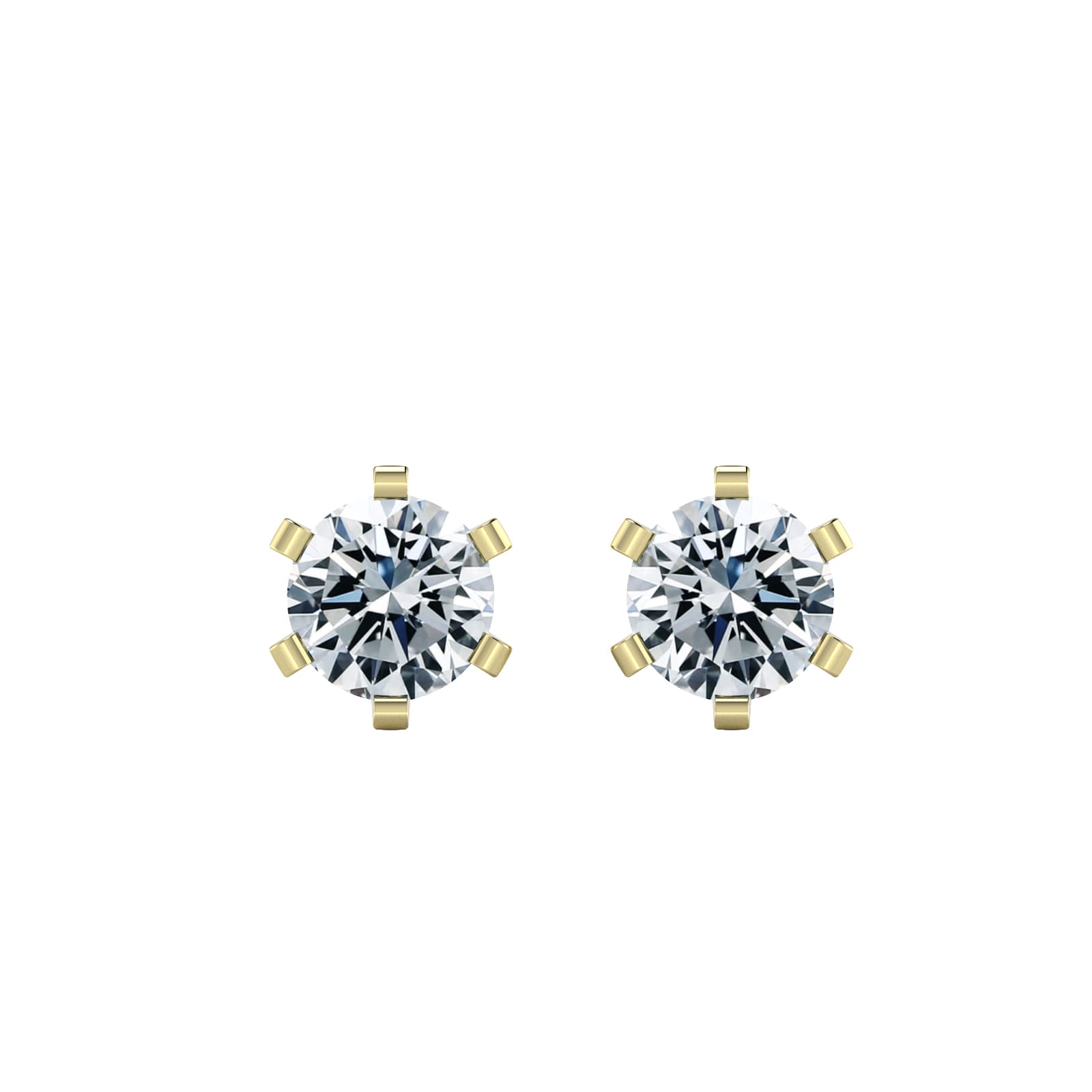 9ct Yellow Gold 080cttw Solitaire Diamond Stud Earrings