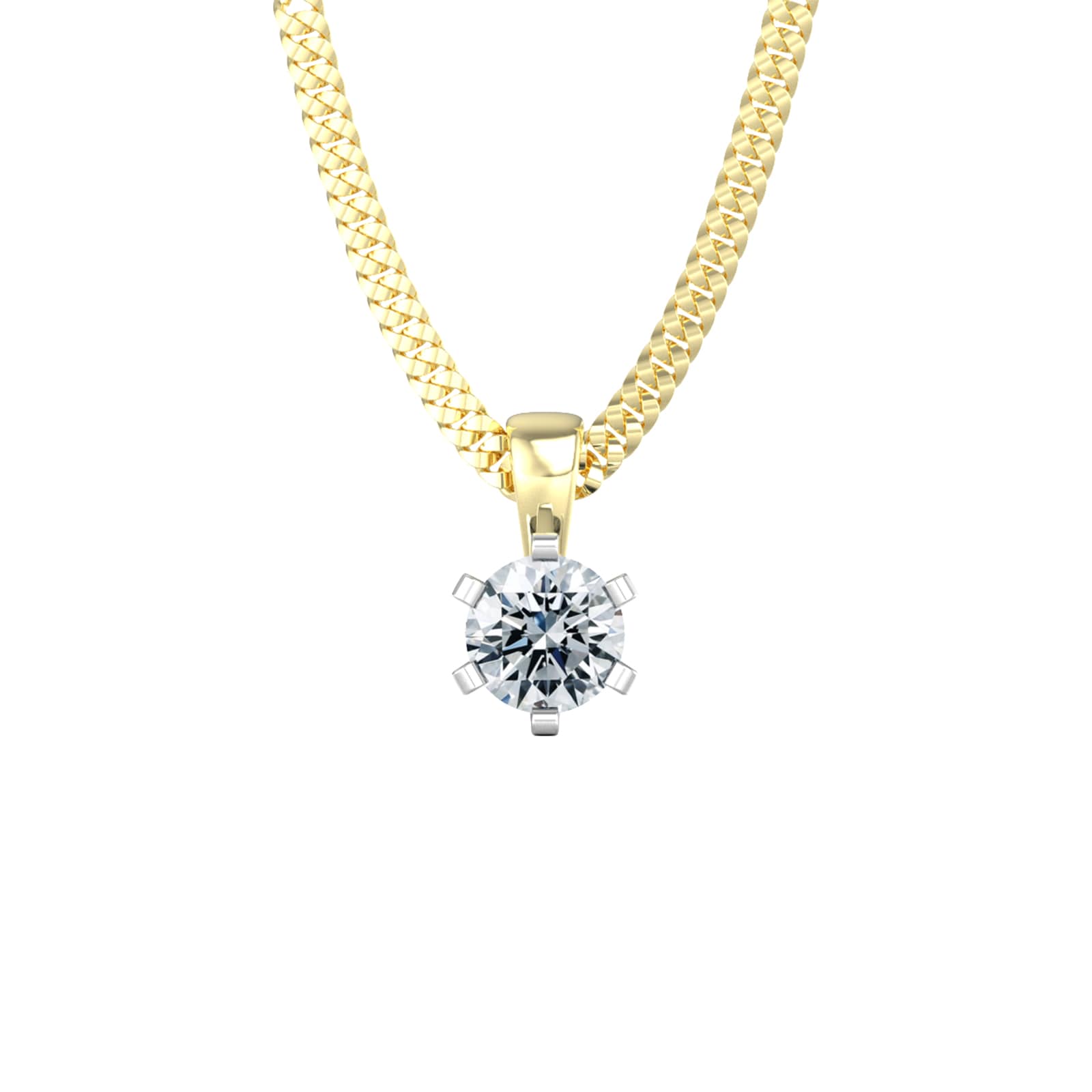 9ct Yellow & White Gold 0.25ct Solitaire Diamond Pendant
