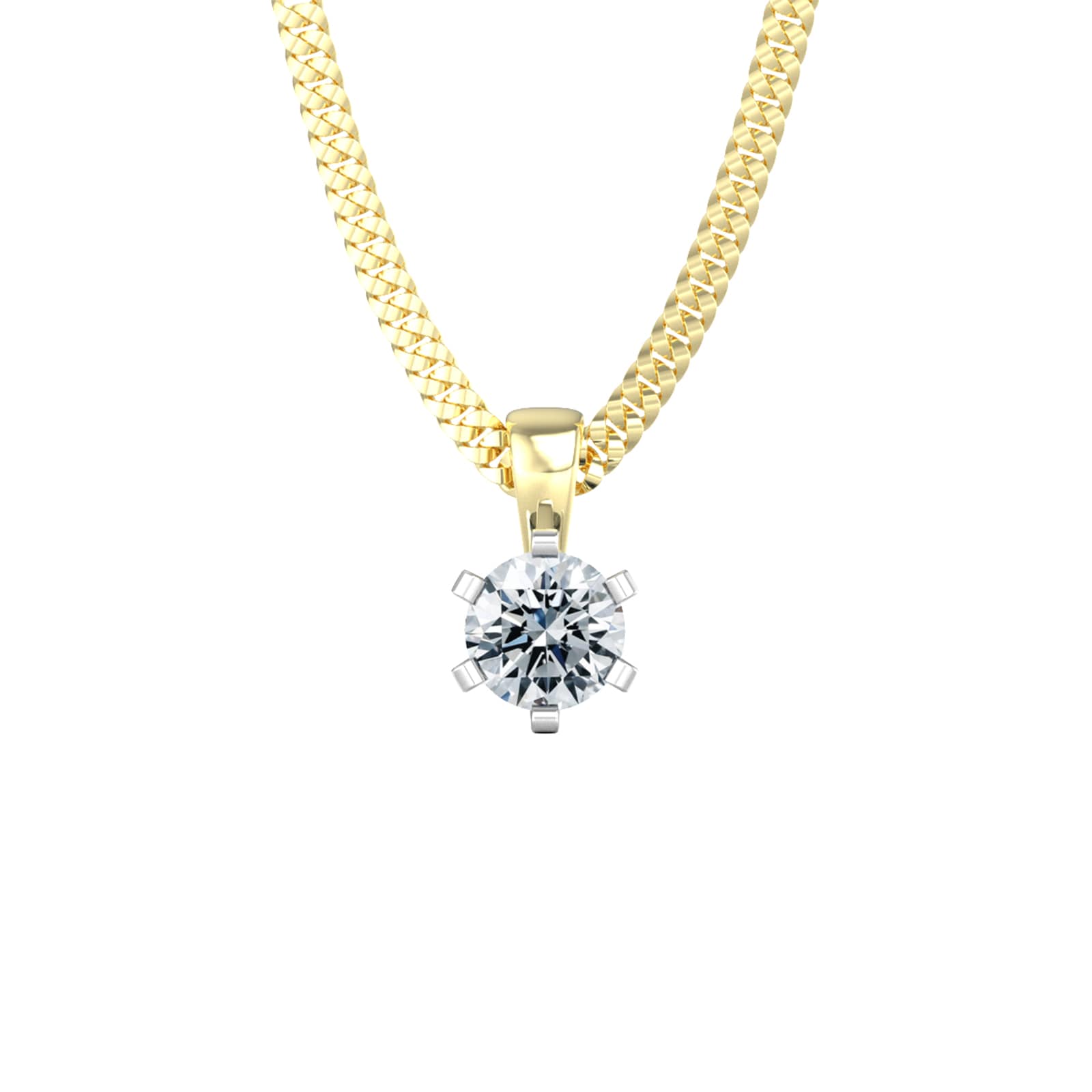 18ct Yellow & White Gold 0.25ct Solitaire Diamond Pendant