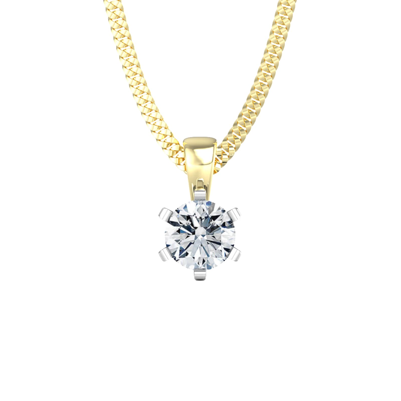 18ct Yellow & White Gold 0.40ct Solitaire Diamond Pendant