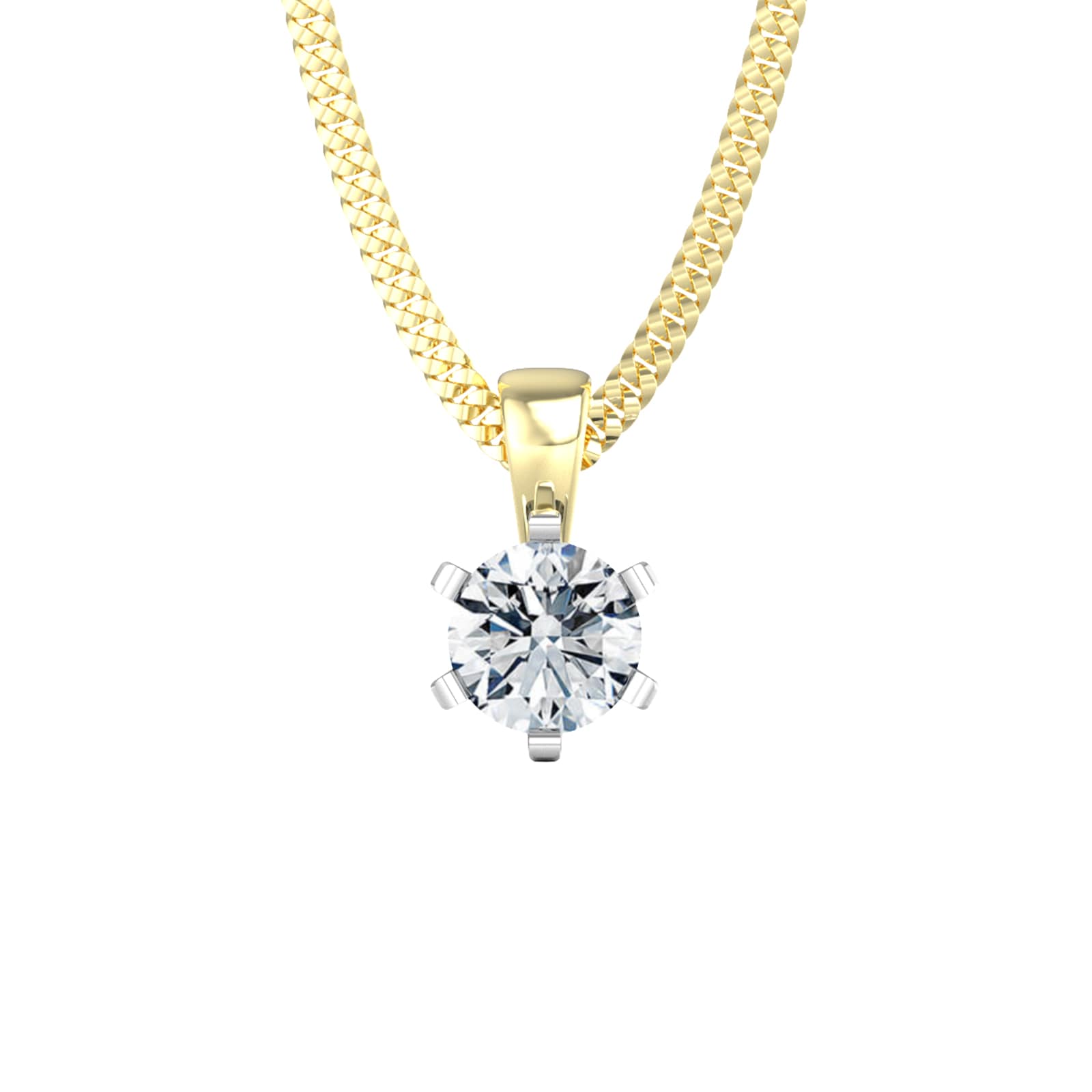 9ct Yellow & White Gold 0.60ct Solitaire Diamond Pendant