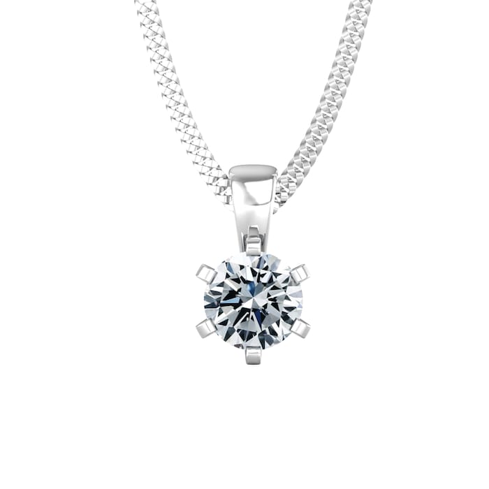 By Request 9ct White Gold 0.75ct Solitaire Diamond Pendant