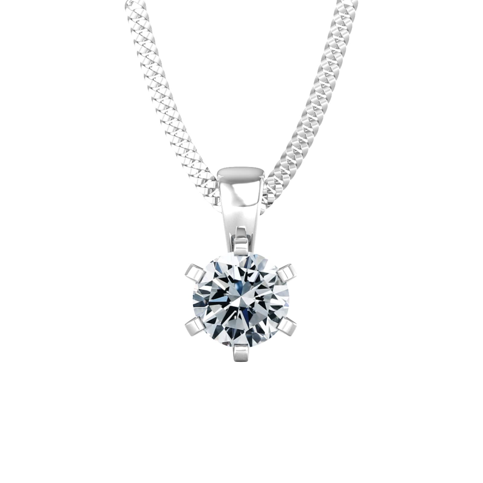 9ct White Gold 0.80ct Solitaire Diamond Pendant