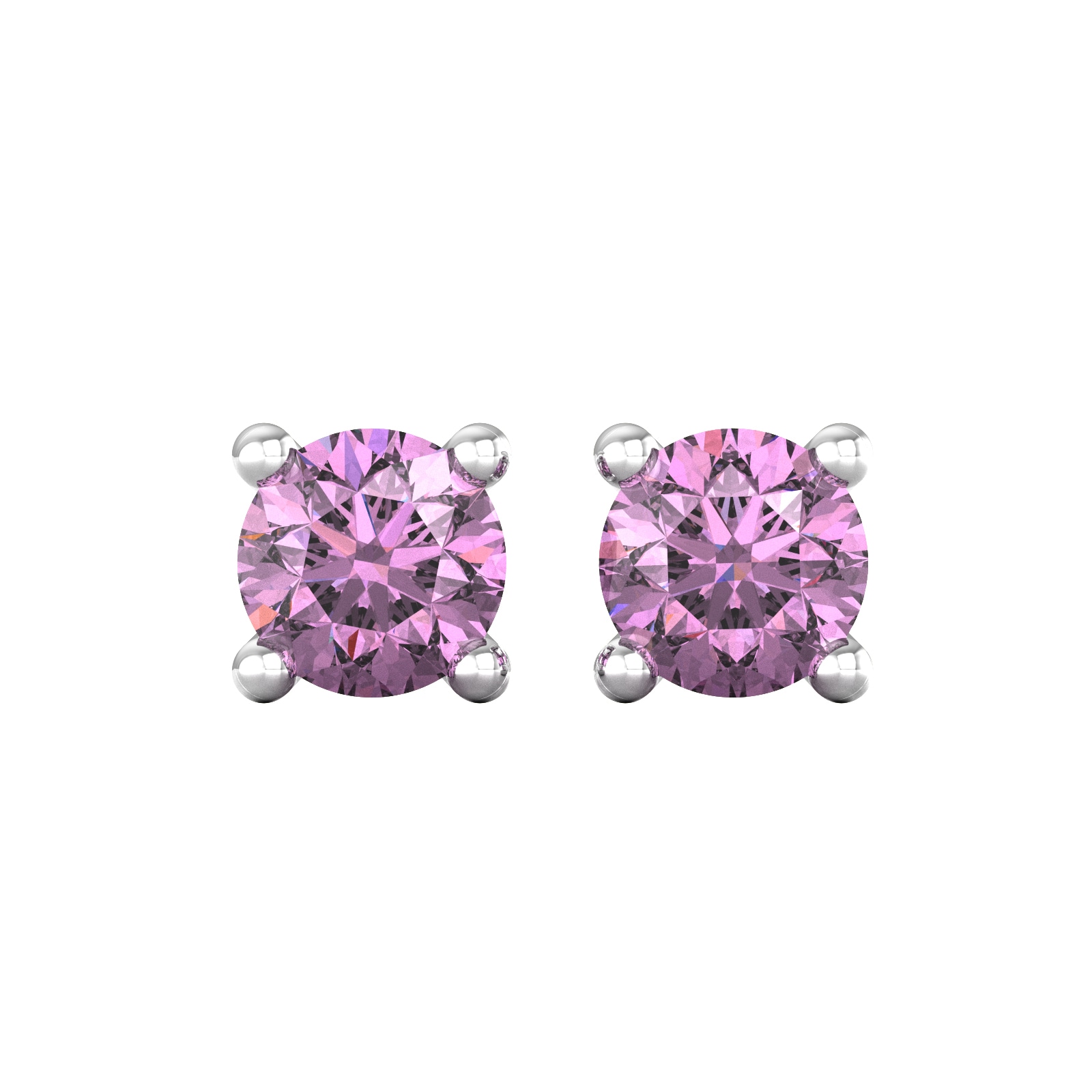 9ct White Gold 4 Claw Amethyst Stud Earrings