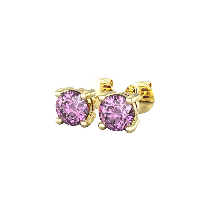 By Request 9ct Yellow Gold 4 Claw Amethyst Stud Earrings