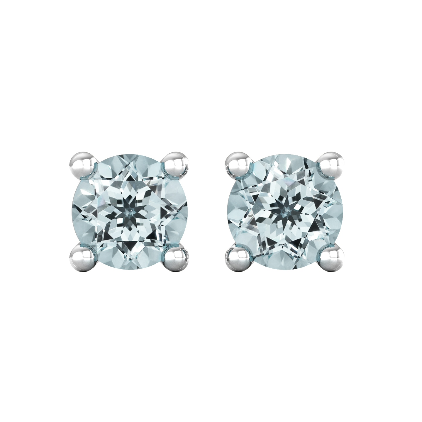 By Request 9ct White Gold 4 Claw Aquamarine Stud Earrings