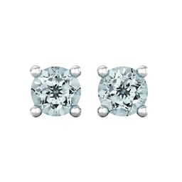 37894094 - 9ct White Gold 4 Claw Aquamarine Stud Earrings