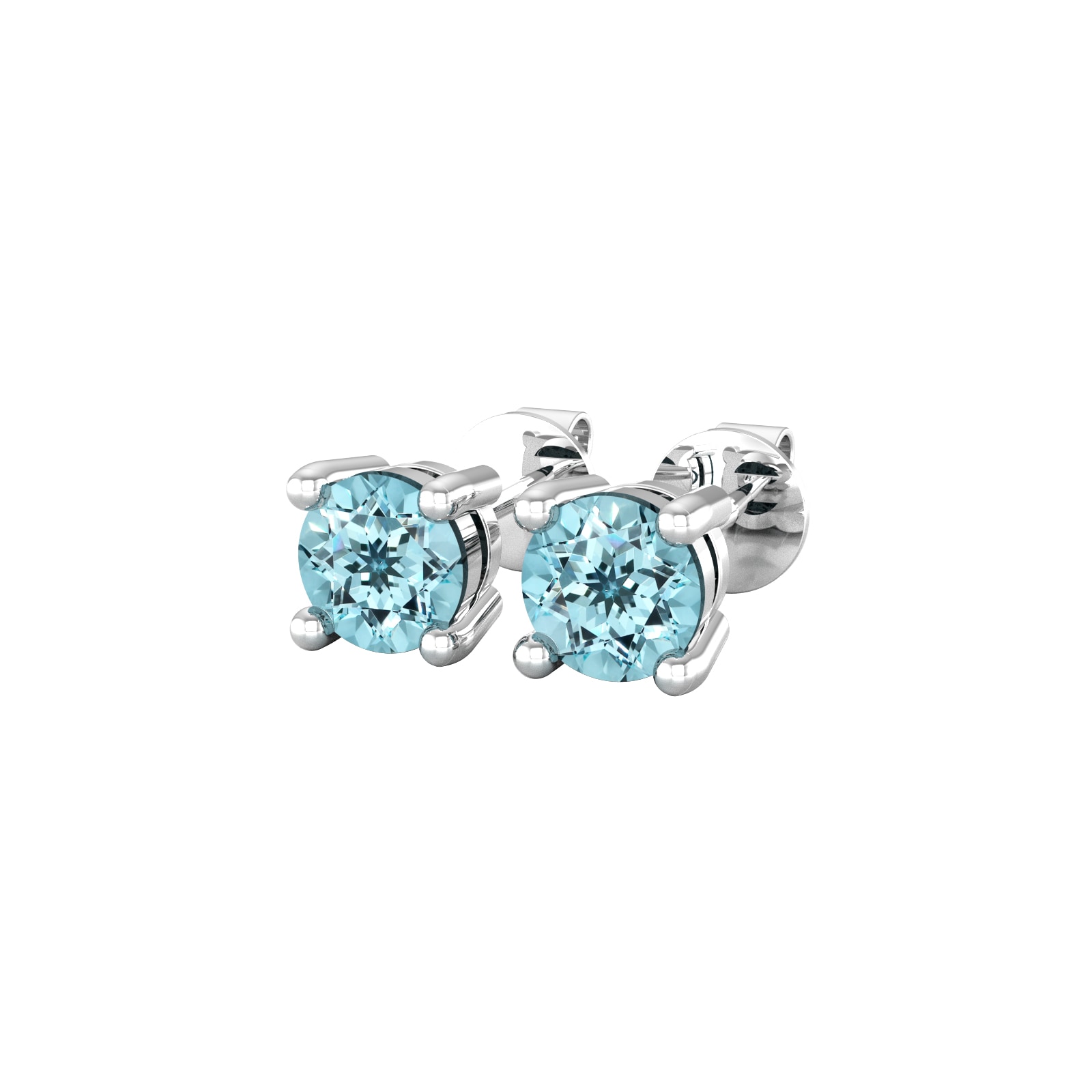 By Request 9ct White Gold 4 Claw Aquamarine Stud Earrings