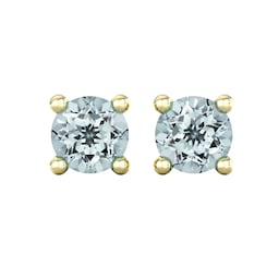 37894095 - 9ct Yellow Gold 4 Claw Aquamarine Stud Earrings