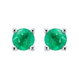 By Request 9ct White Gold 4 Claw Emerald Stud Earrings