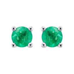 37894100 - 9ct White Gold 4 Claw Emerald Stud Earrings
