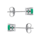 By Request 9ct White Gold 4 Claw Emerald Stud Earrings