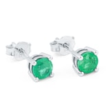 By Request 9ct White Gold 4 Claw Emerald Stud Earrings