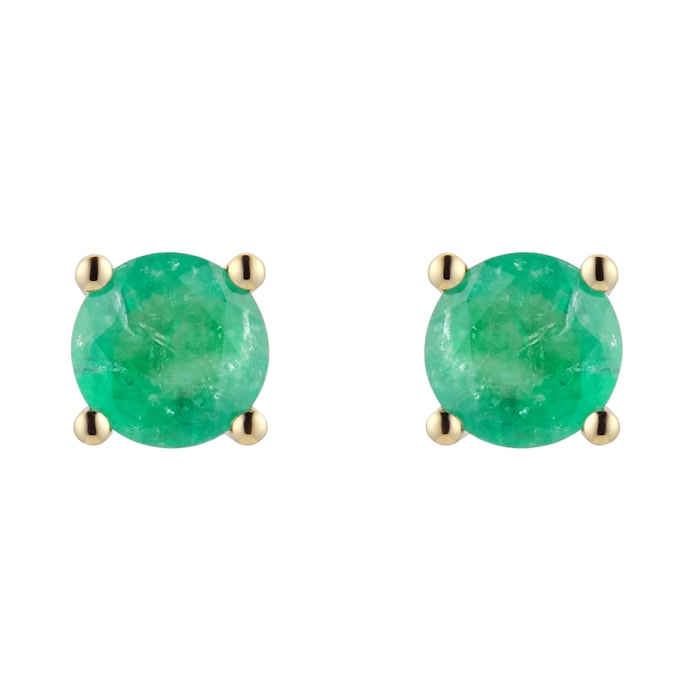 By Request 9ct Yellow Gold 4 Claw Emerald Stud Earrings