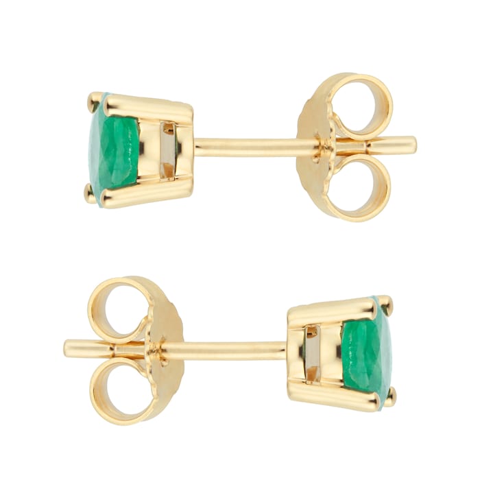 By Request 9ct Yellow Gold 4 Claw Emerald Stud Earrings