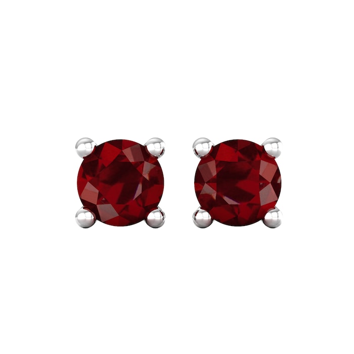 By Request 9ct White Gold 4 Claw Garnet Stud Earrings