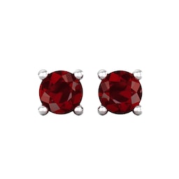 37894102 - 9ct White Gold 4 Claw Garnet Stud Earrings