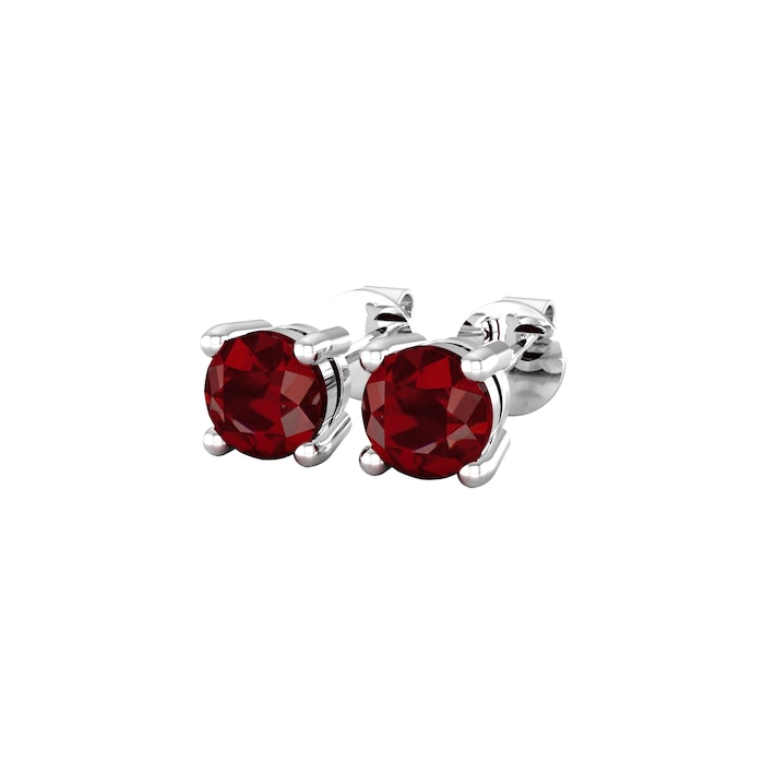 By Request 9ct White Gold 4 Claw Garnet Stud Earrings