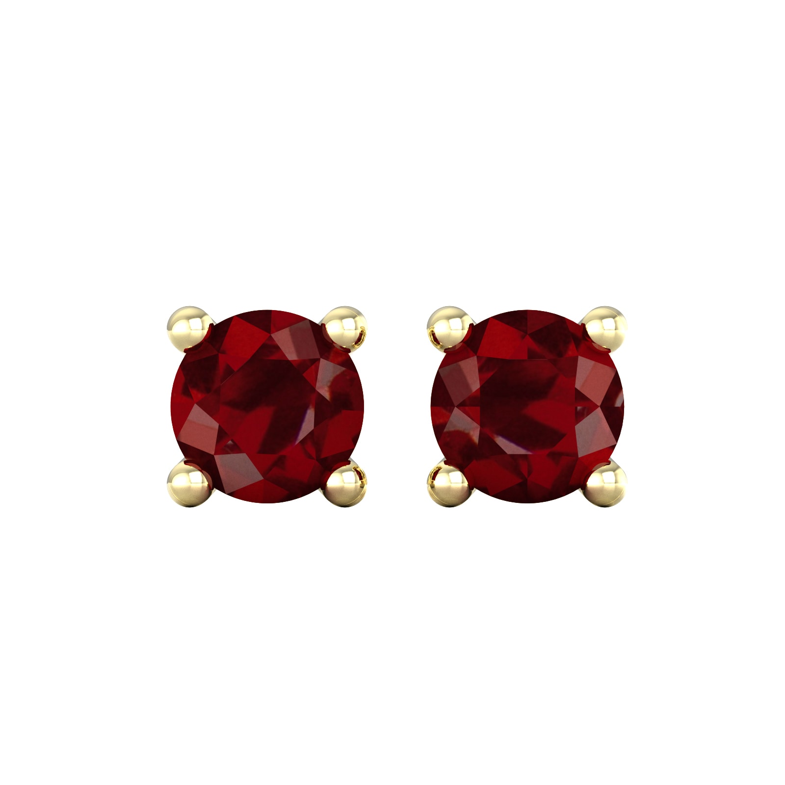 By Request 9ct Yellow Gold 4 Claw Garnet Stud Earrings