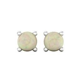37894104 - 9ct White Gold 4 Claw Opal Stud Earrings
