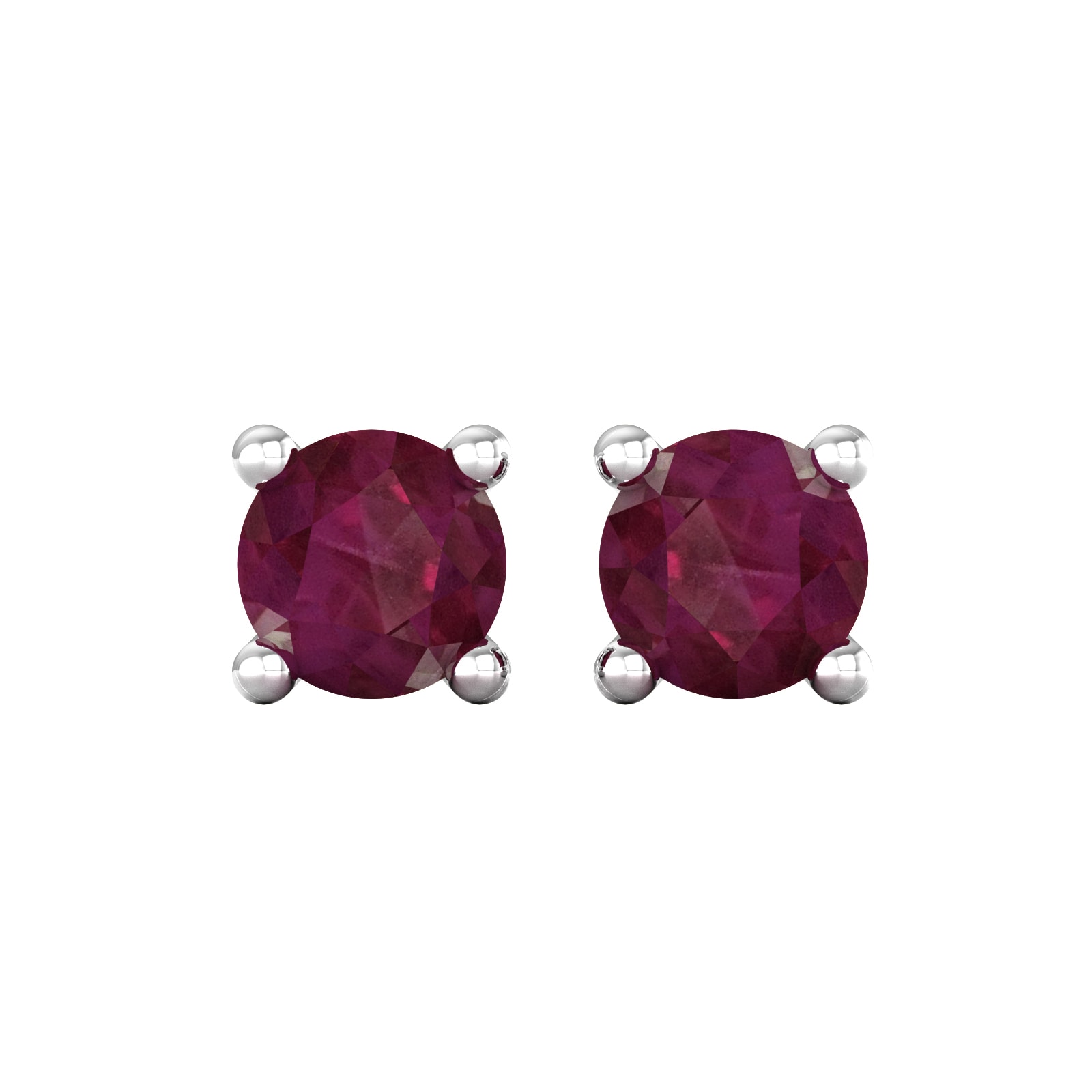 9ct White Gold 4 Claw Ruby Stud Earrings