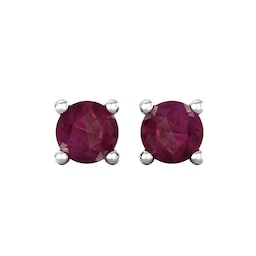 37894106 - 9ct White Gold 4 Claw Ruby Stud Earrings