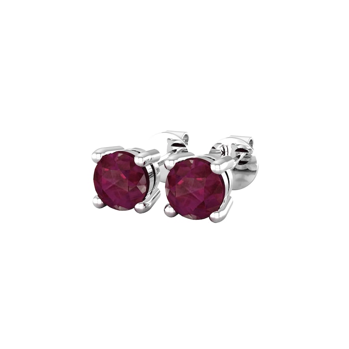 By Request 9ct White Gold 4 Claw Ruby Stud Earrings