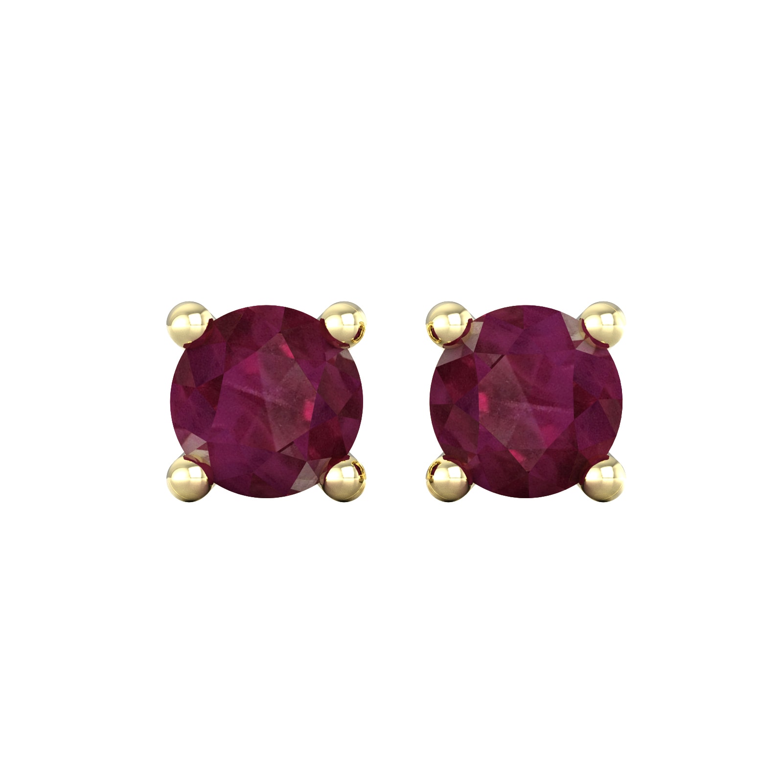 9ct Yellow Gold 4 Claw Ruby Stud Earrings