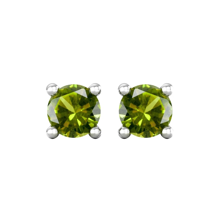 By Request 9ct White Gold 4 Claw Peridot Stud Earrings