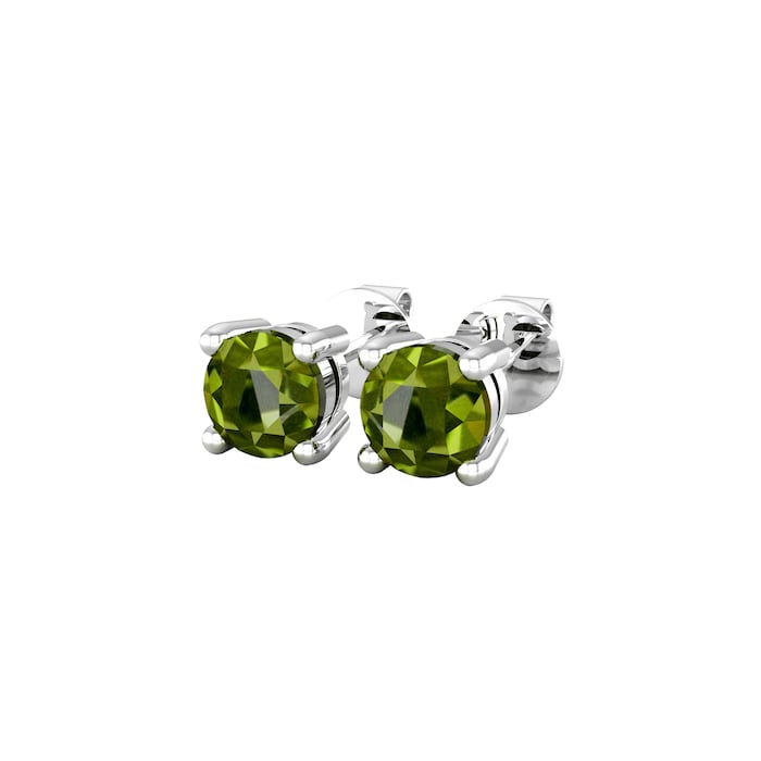 By Request 9ct White Gold 4 Claw Peridot Stud Earrings