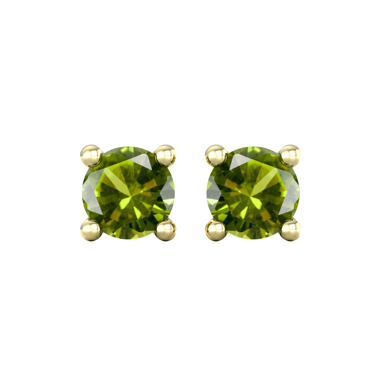 By Request 9ct Yellow Gold 4 Claw Peridot Stud Earrings